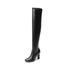 Frauen Over-the-Knee Stiefel | Dehnbare Oberschenkelhohe Boots | Blockabsatz | Seitlicher Reißverschluss | Winterstiefel
